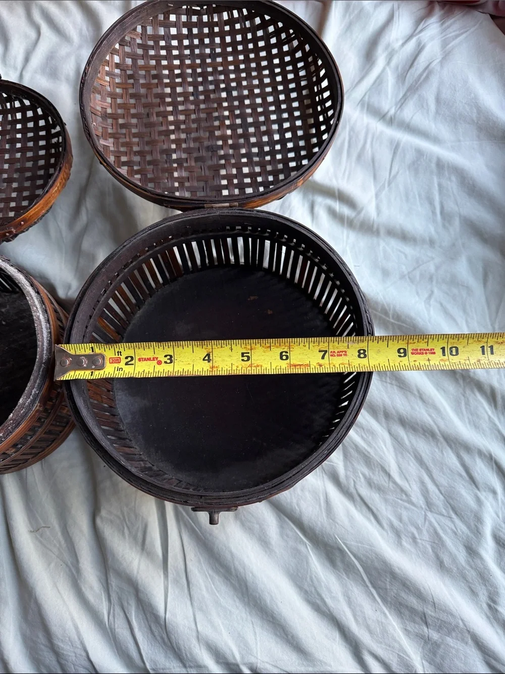 Set of 2 Round Woven Rattan Storage Baskets - Brown